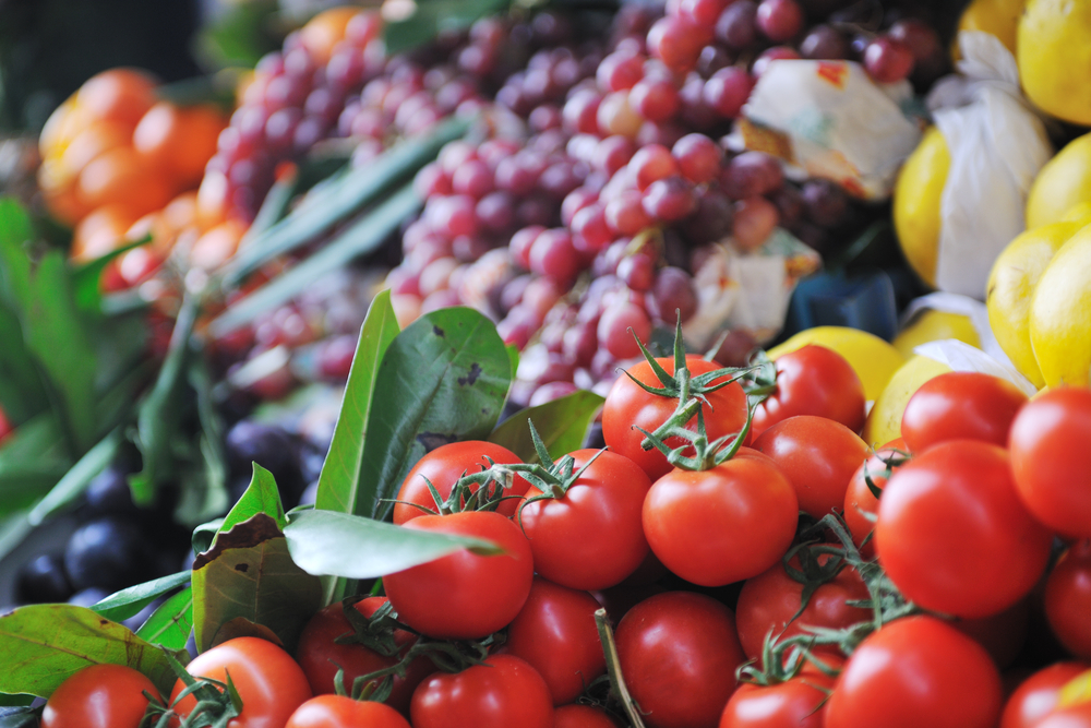 fresh healthy food  fruits and vegetables at market