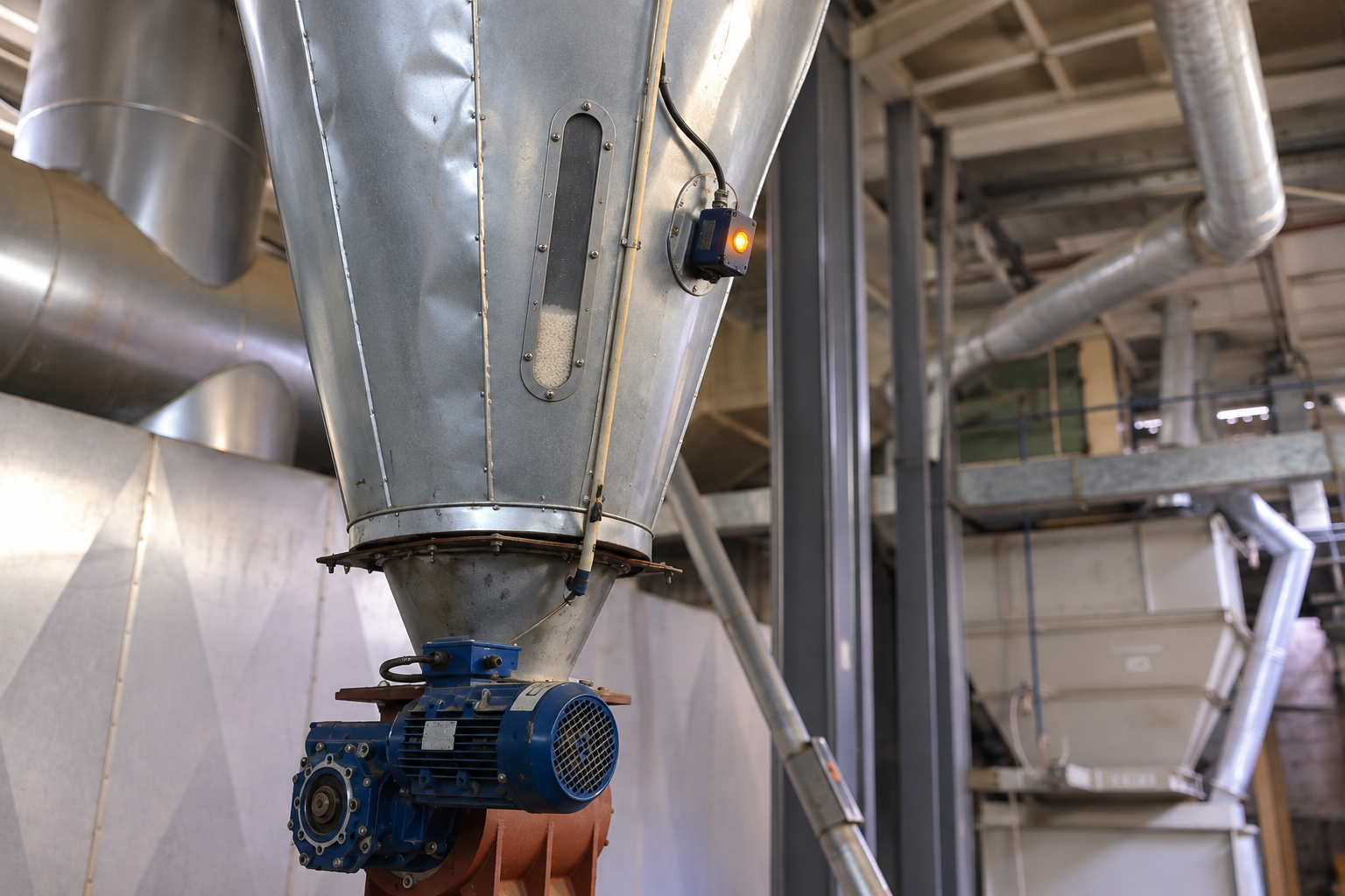 Low-level detection application on an industrial hopper